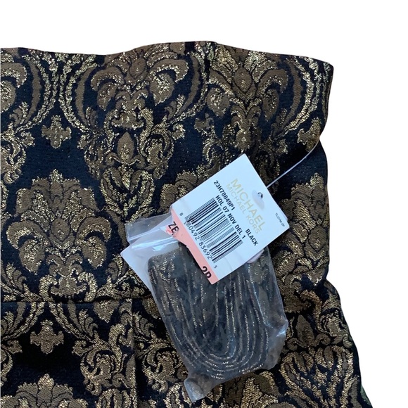 New! Michael Kors brocade empire strapless bubble mini dress, gold and black, 2P - Picture 5 of 7